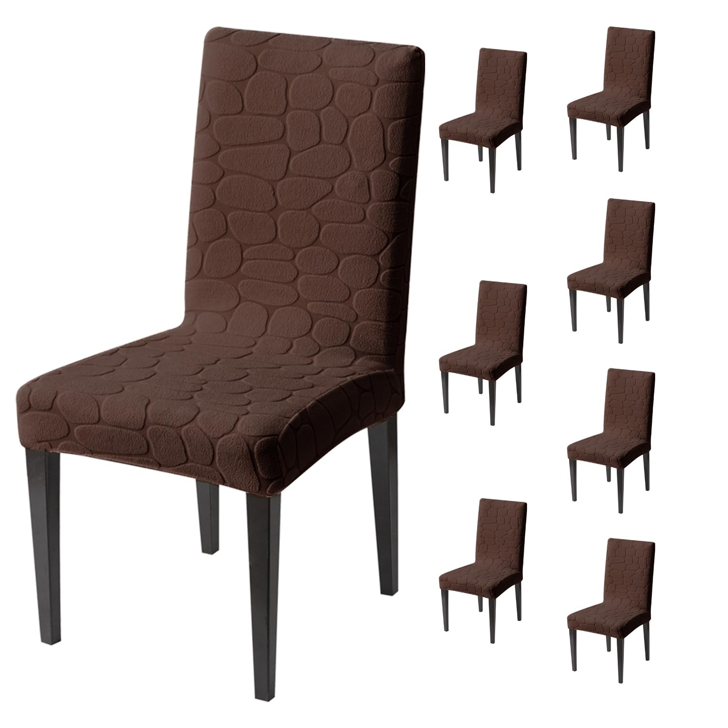 Premium Stretch Dining Chair Covers – 220 GSM Thick Jacquard Fabric- Brown