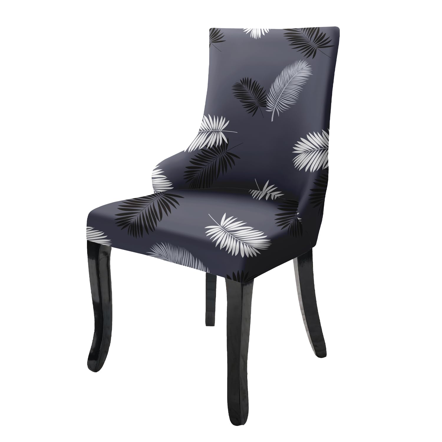 Wingback American Side Chair Slipcover-Dark Grey Fern)
