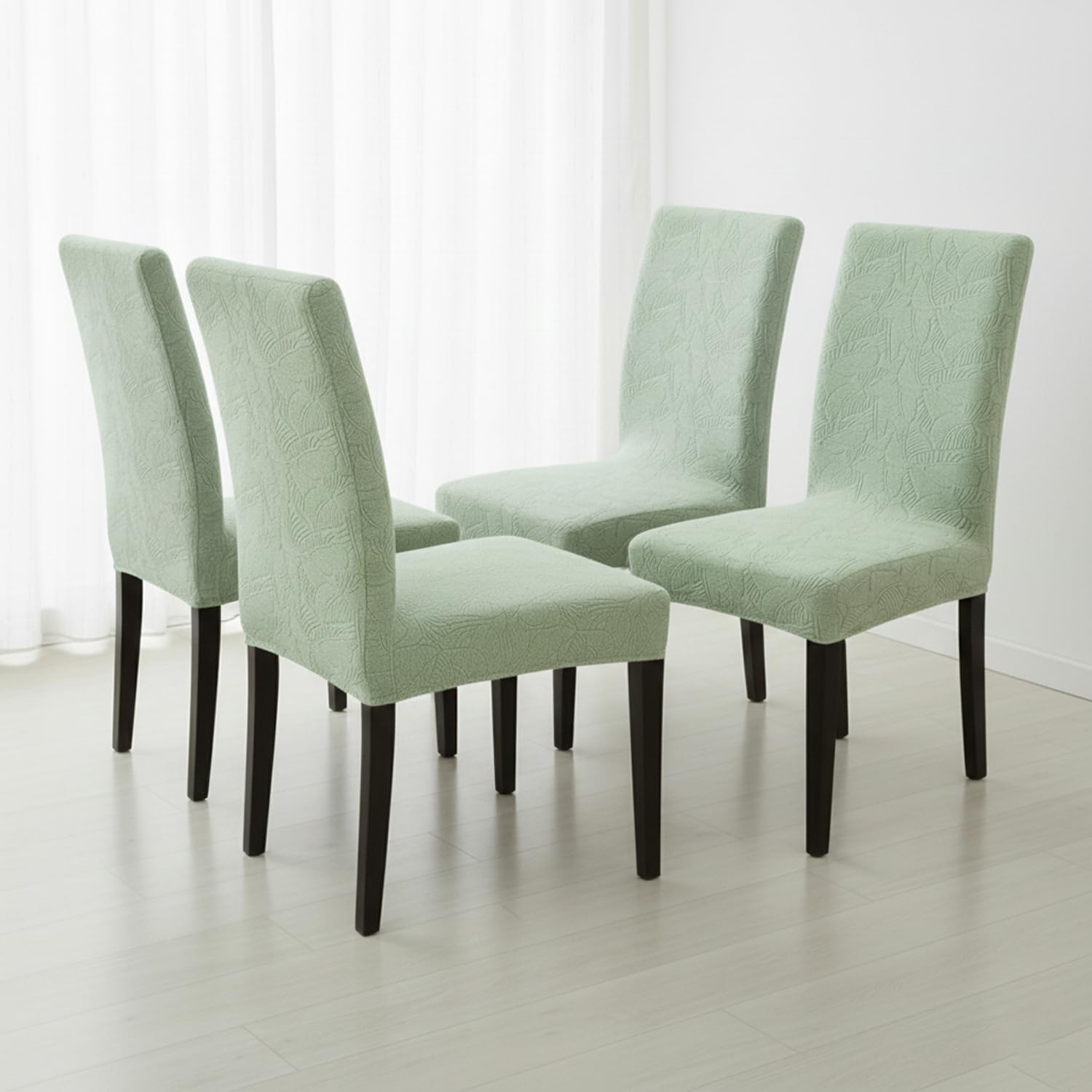 Stretchable Jacquard Dining Chair Cover – Universal Fit, 220 GSM-Green