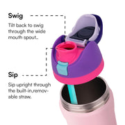 Sippease Insulated Stainless Steel Water Bottle with Straw (950 ML)