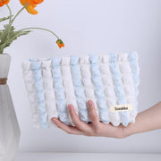 Makeup Bag Cute Makeup Bag Small Cosmetic Pouch (White/Blue)