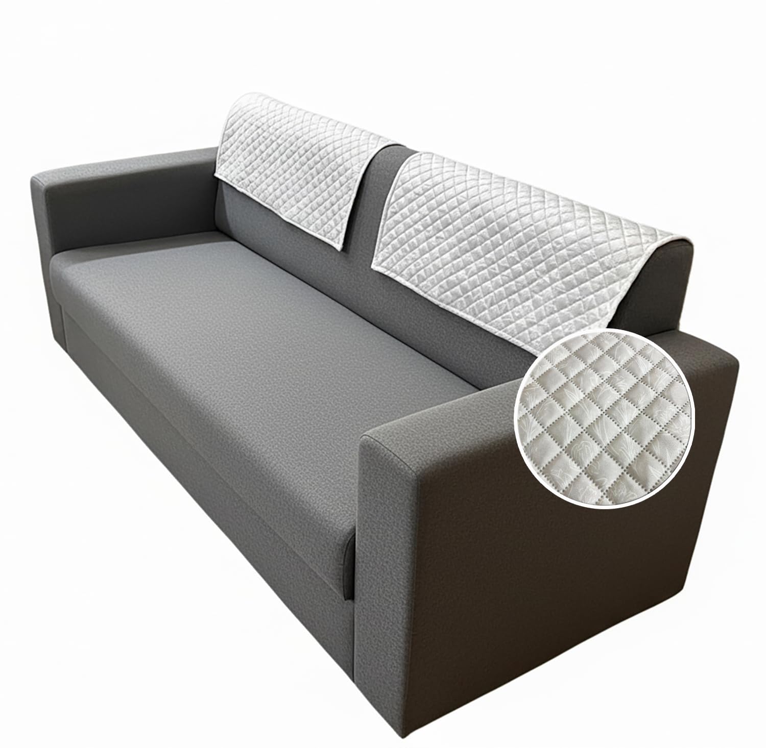 Printed Sofa Cover for Indian Sofa Set Quilted, Washable & Durable (Beige Stem)