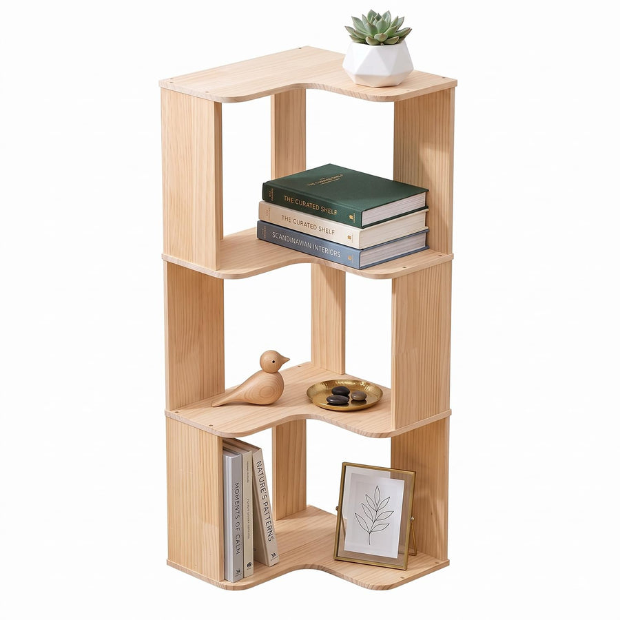 Bamboo 3-Tier Corner Storage Rack - Beige