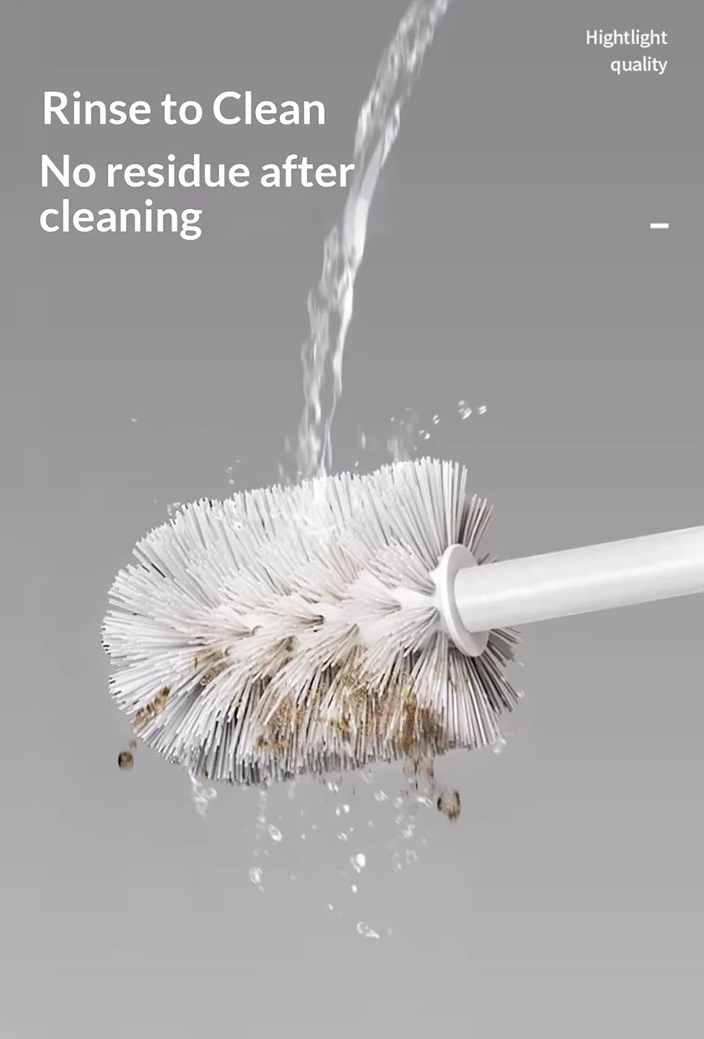 Toilet Brush with Aluminum Handle & Holder Plastic Bristles Wall Mounted