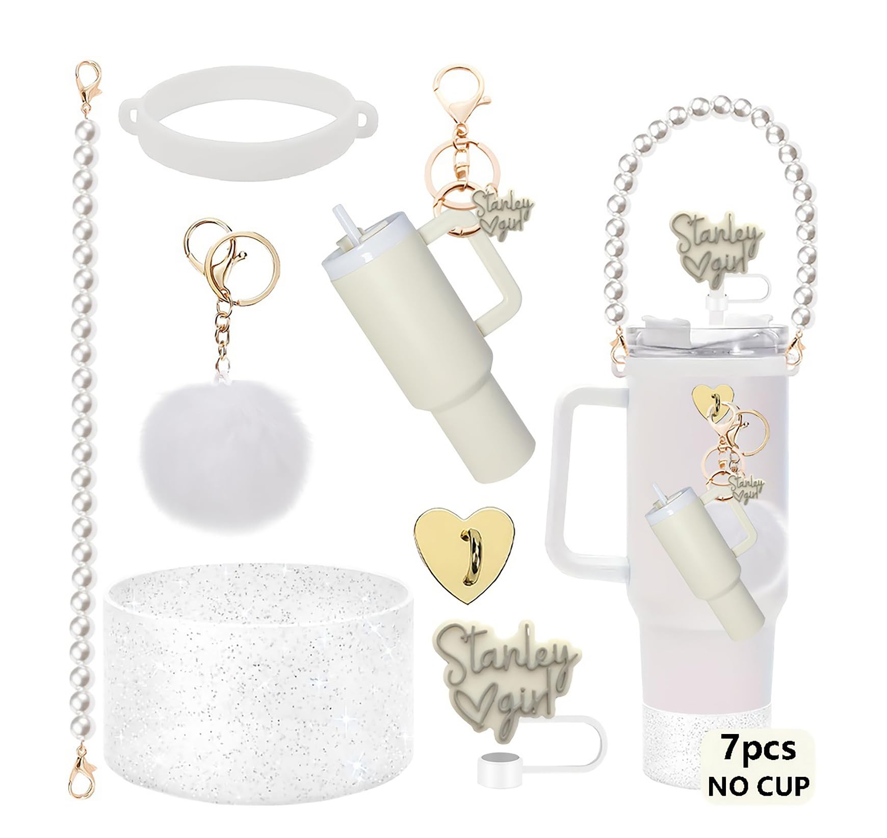 7-Piece Tumbler Accessories Set for 30oz & 40oz Cups – Silicone Boot, Handle Strap, Straw Covers & Keychain (Tumbler Not Included)