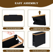 Toilet Paper Storage Basket with Lid Free-Standing Bathroom Organizer (Black)