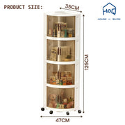 Foldable Triangular Storage Cabinet with Wheels (Cream)