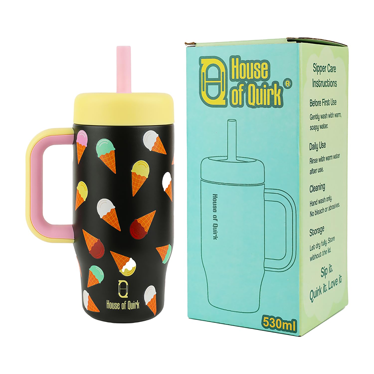 530ML Kids Tumbler Stainless Steel with Handle & Lid