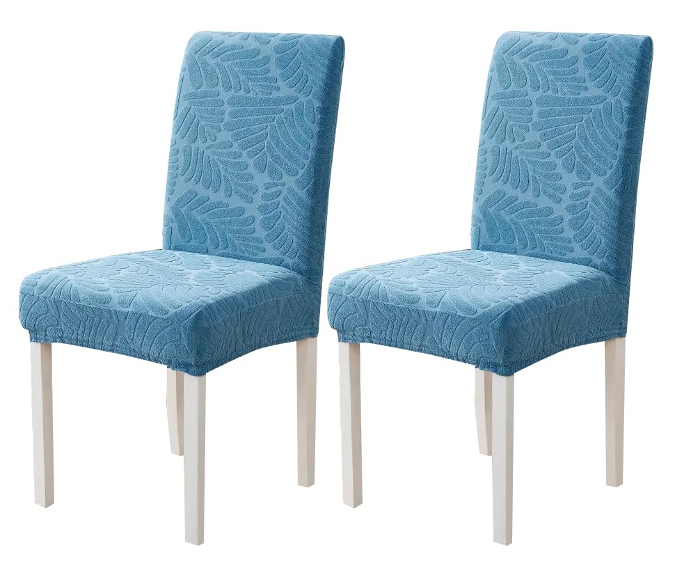 Jacquard Leaf Chair Cover-Blue