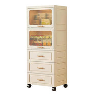 Bathroom Floor Storage Box Freestanding Box with Drawers Plastic (Beige)