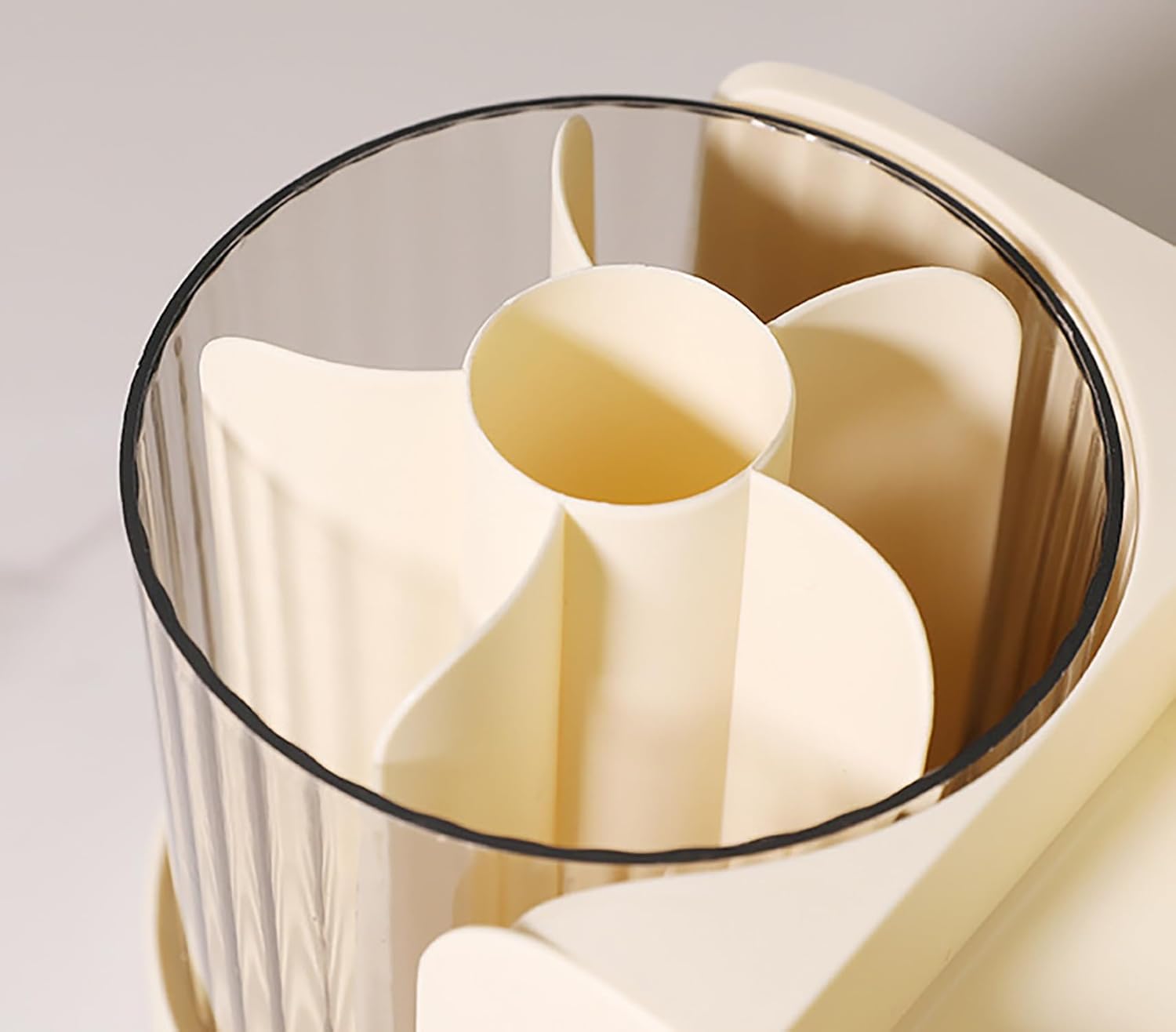 360° Rotating Desk Organizer with Mirror, 2 Drawers & 7 Slots