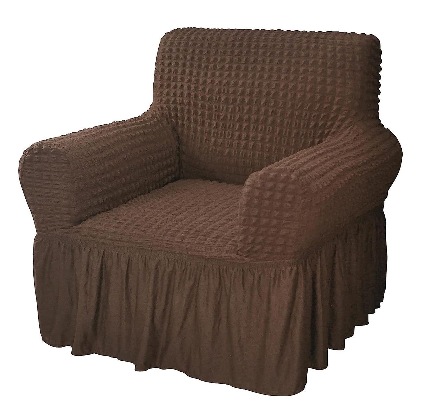 Bubble Frill Couch Cover-Coffee