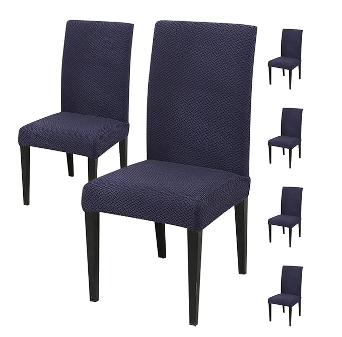 Elastic Jacquard Chair Cover (Navy Blue)