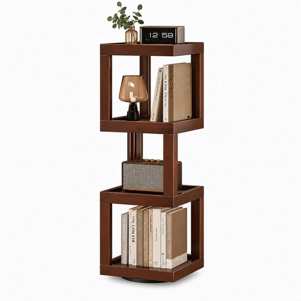 360° Rotating 4-Tier Storage Rack - Brown