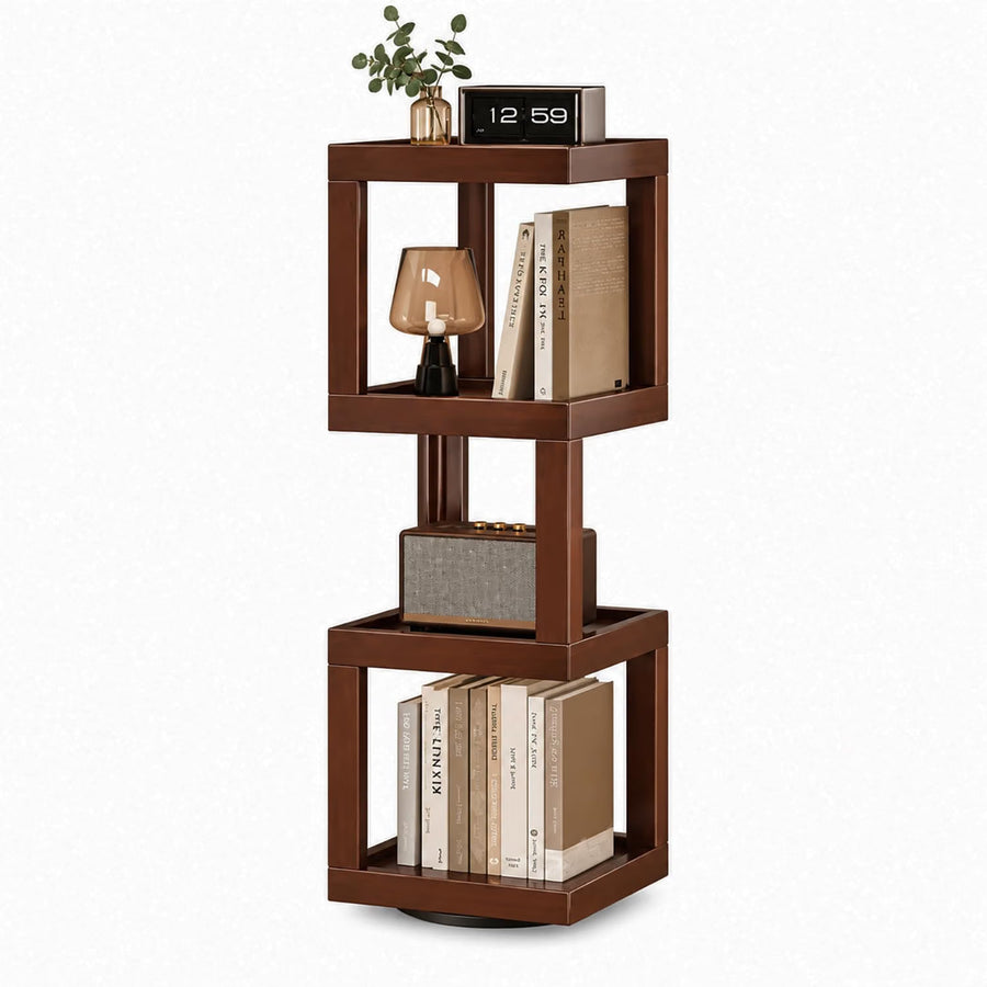 360° Rotating 4-Tier Storage Rack - Brown