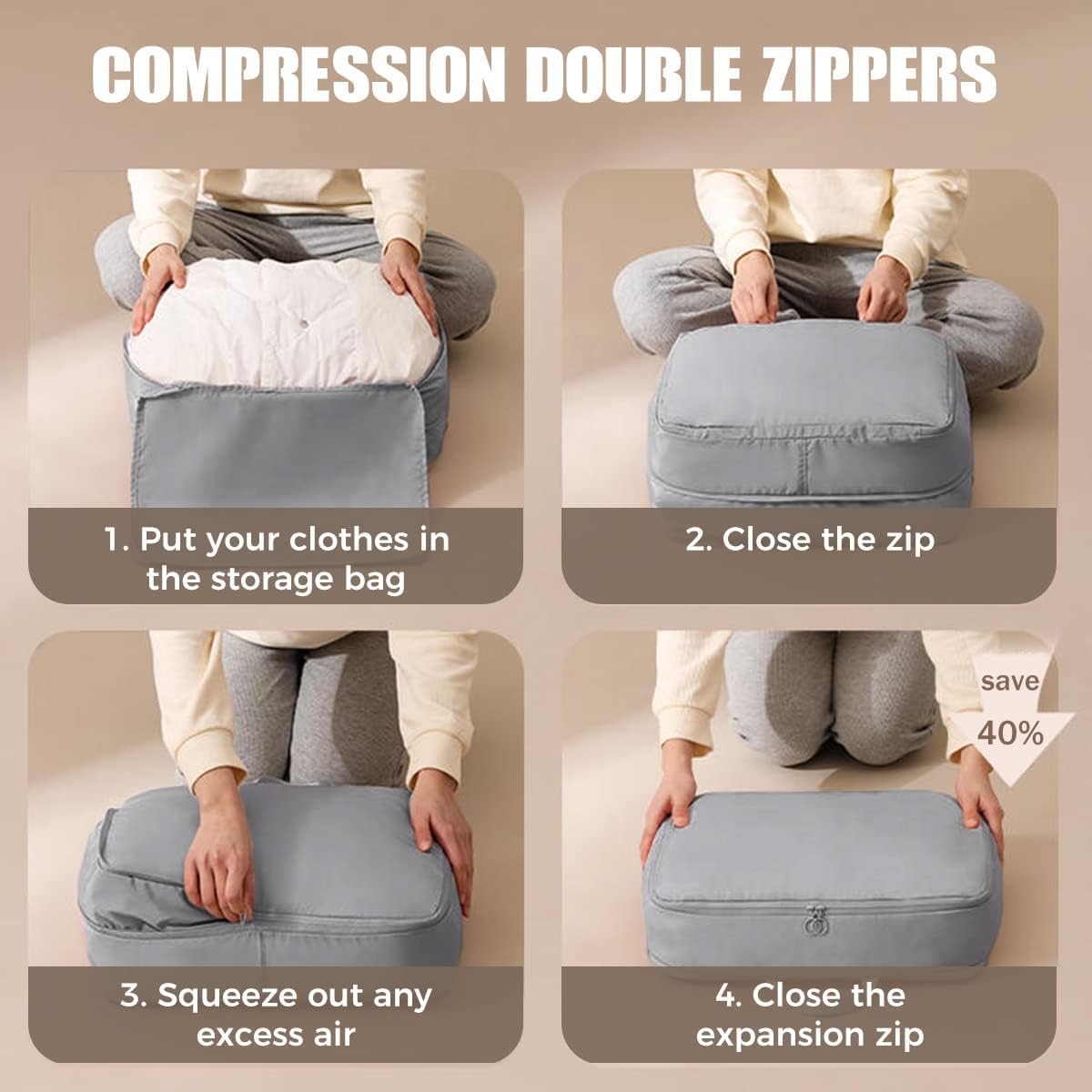 Compression Packing Cubes for Suitcases- Medium