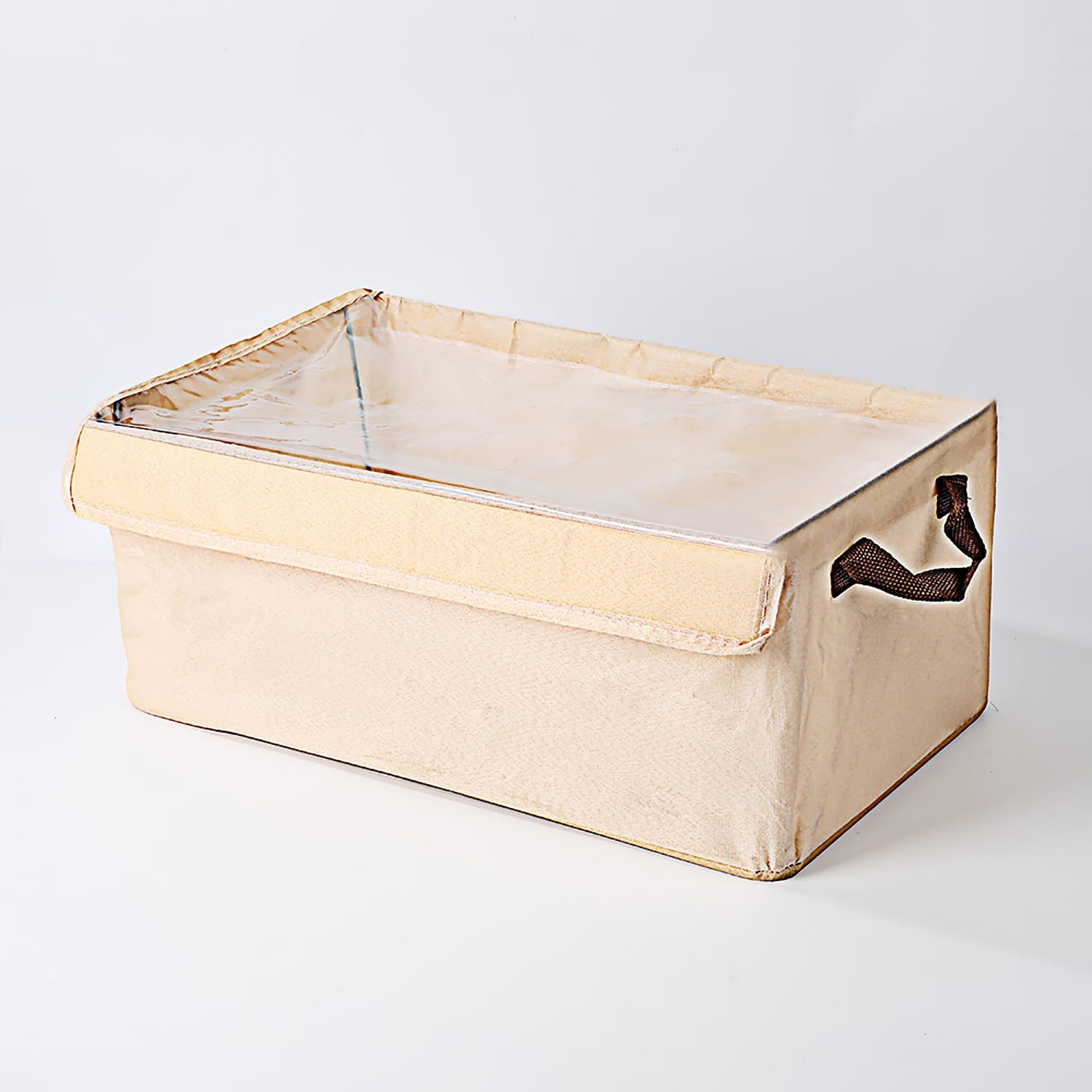 Durable Linen Closet Organizers and Foldable Flip Storage Baskets (Beige)