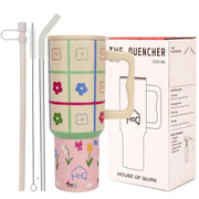 1200ML Stainless Steel Tumbler with Handle & Lid, 2 Straws