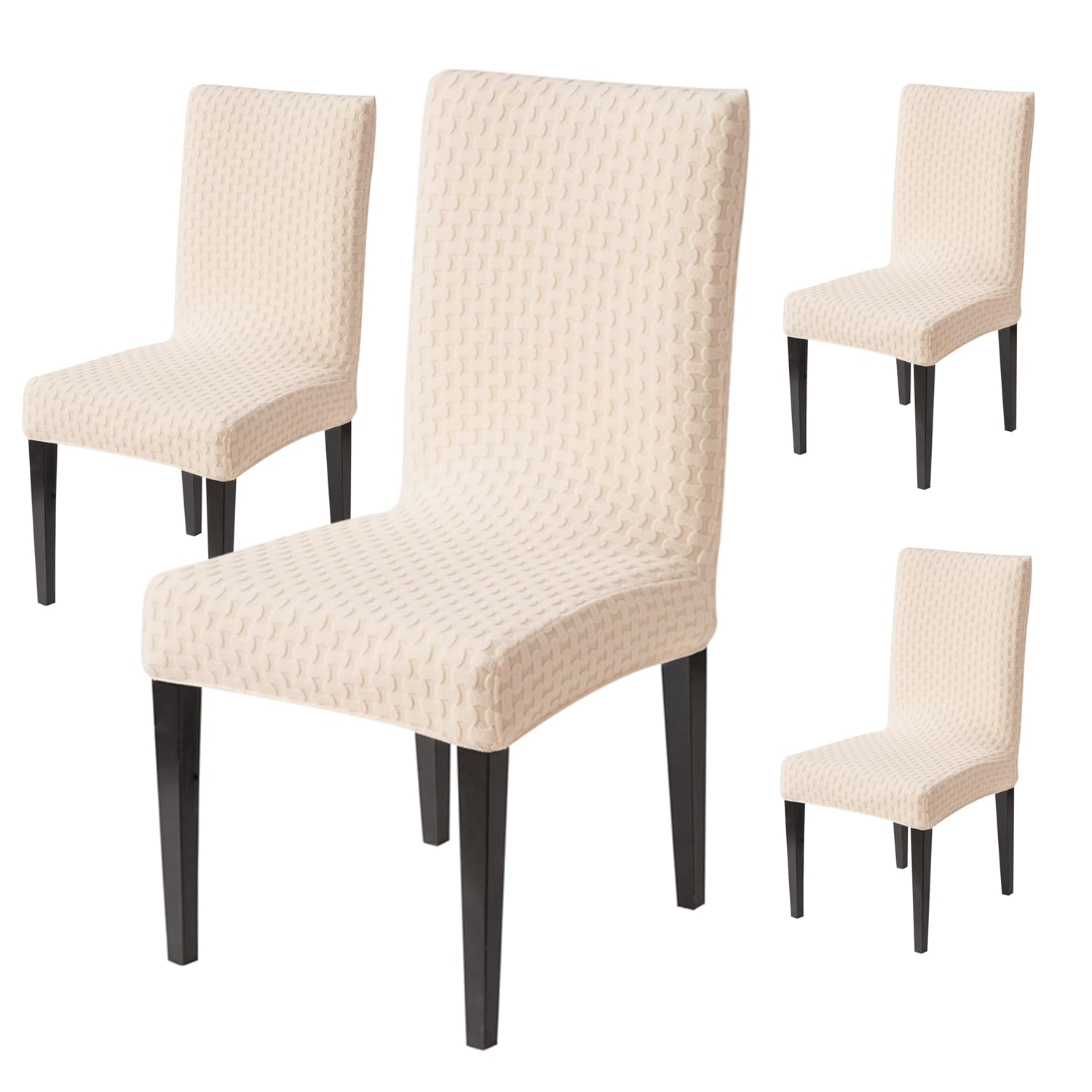 Stylish Jacquard Dining Chair Cover – 220 GSM (Beige)
