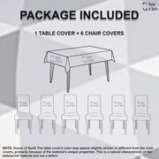 Dining Chair Cover With Table Covers (Black Triangle, 1 Table Cover + 6 Chair Cover)