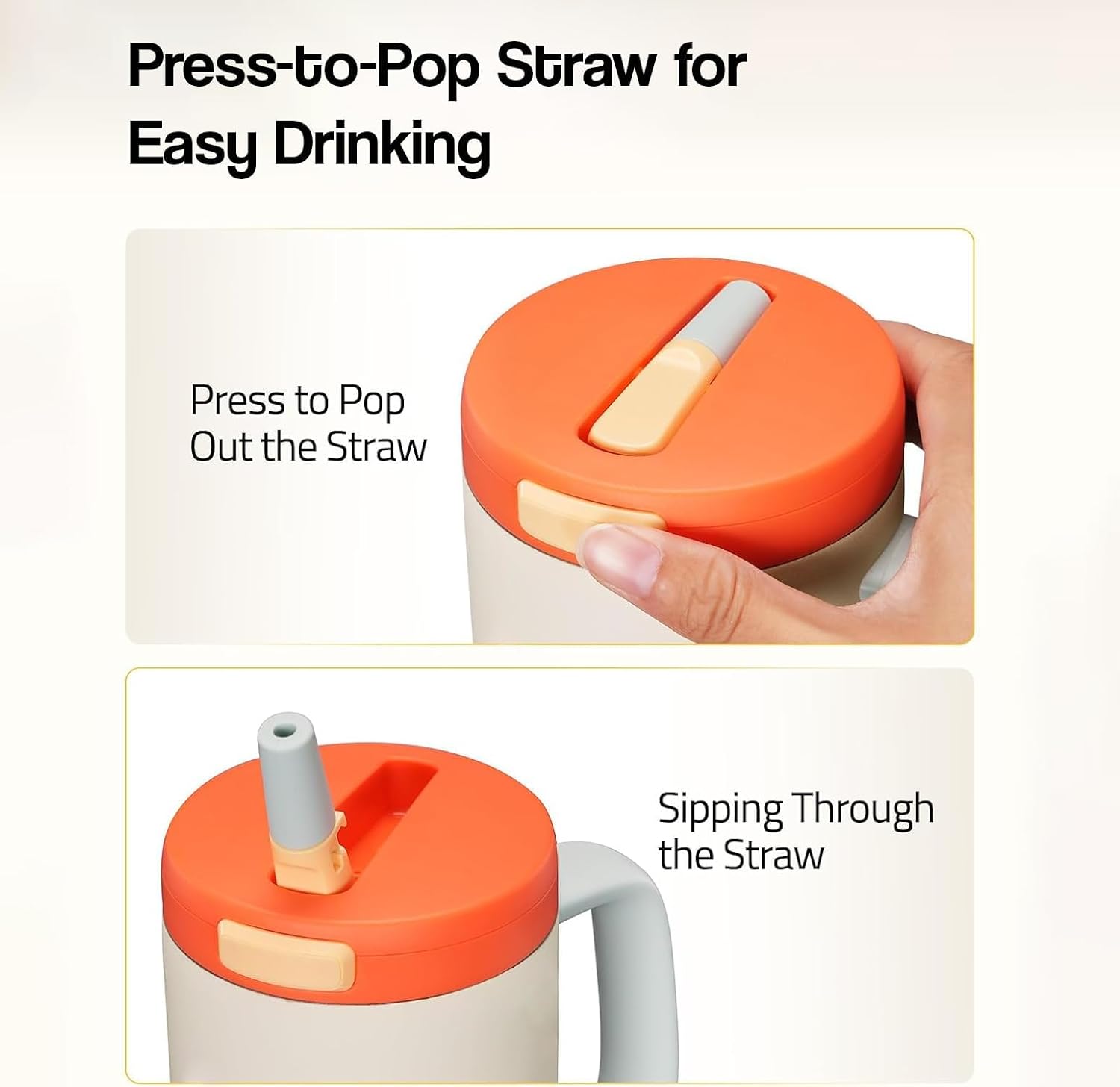 1200ML Stainless Steel Tumbler with Handle & Pop-Up Lid