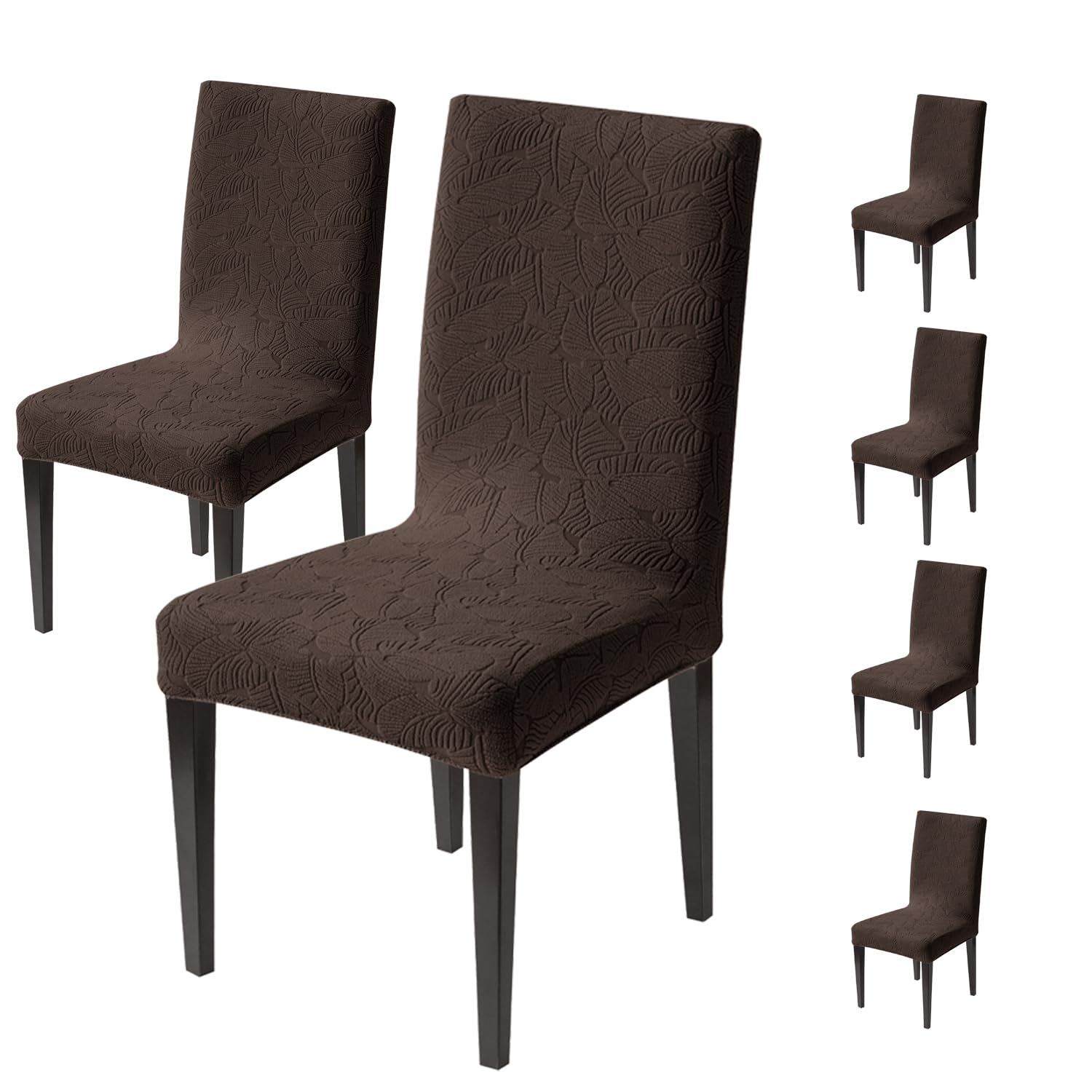 Stretchable Jacquard Dining Chair Cover – Universal Fit, 220 GSM-Brown