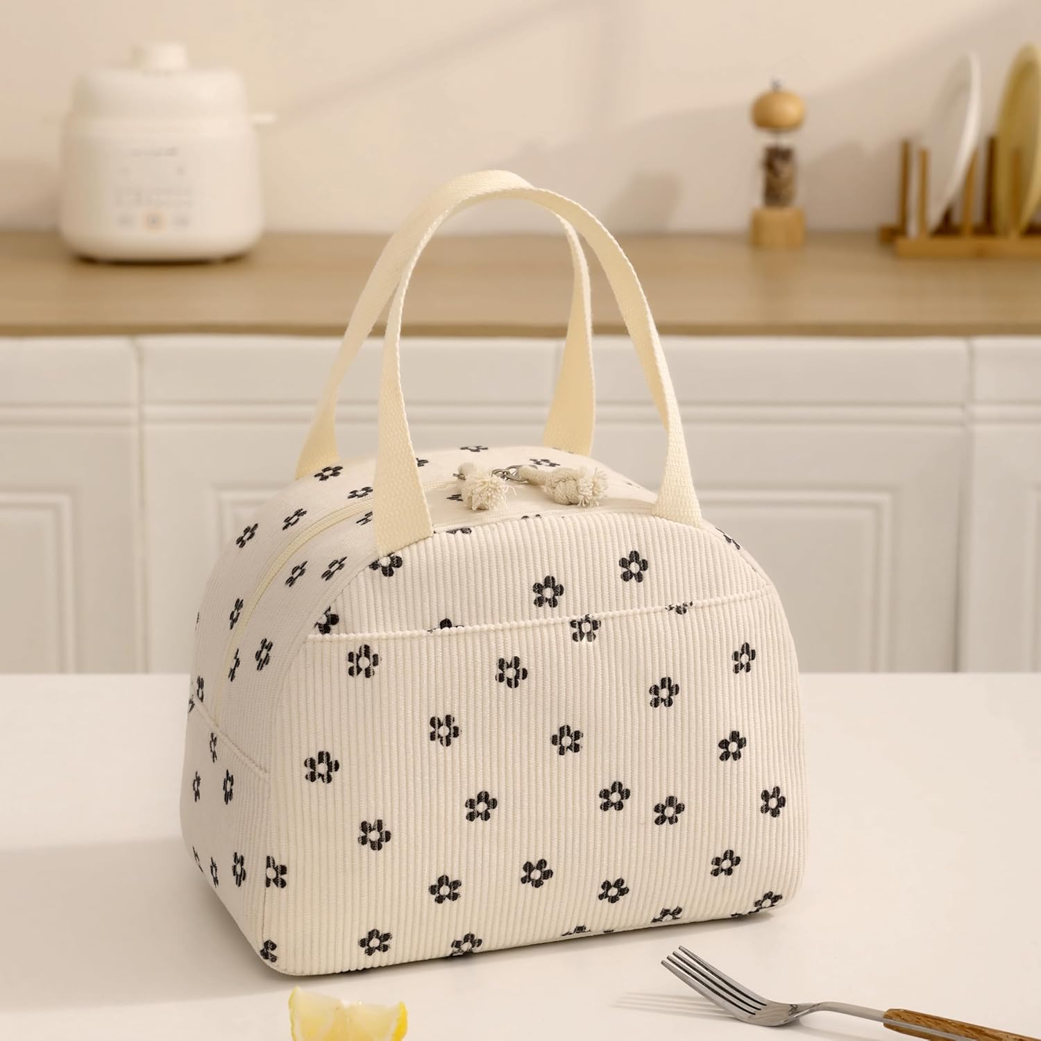 Corduroy Insulated Lunch Bag – Reusable Thermal Tote for Office, Picnic & Travel