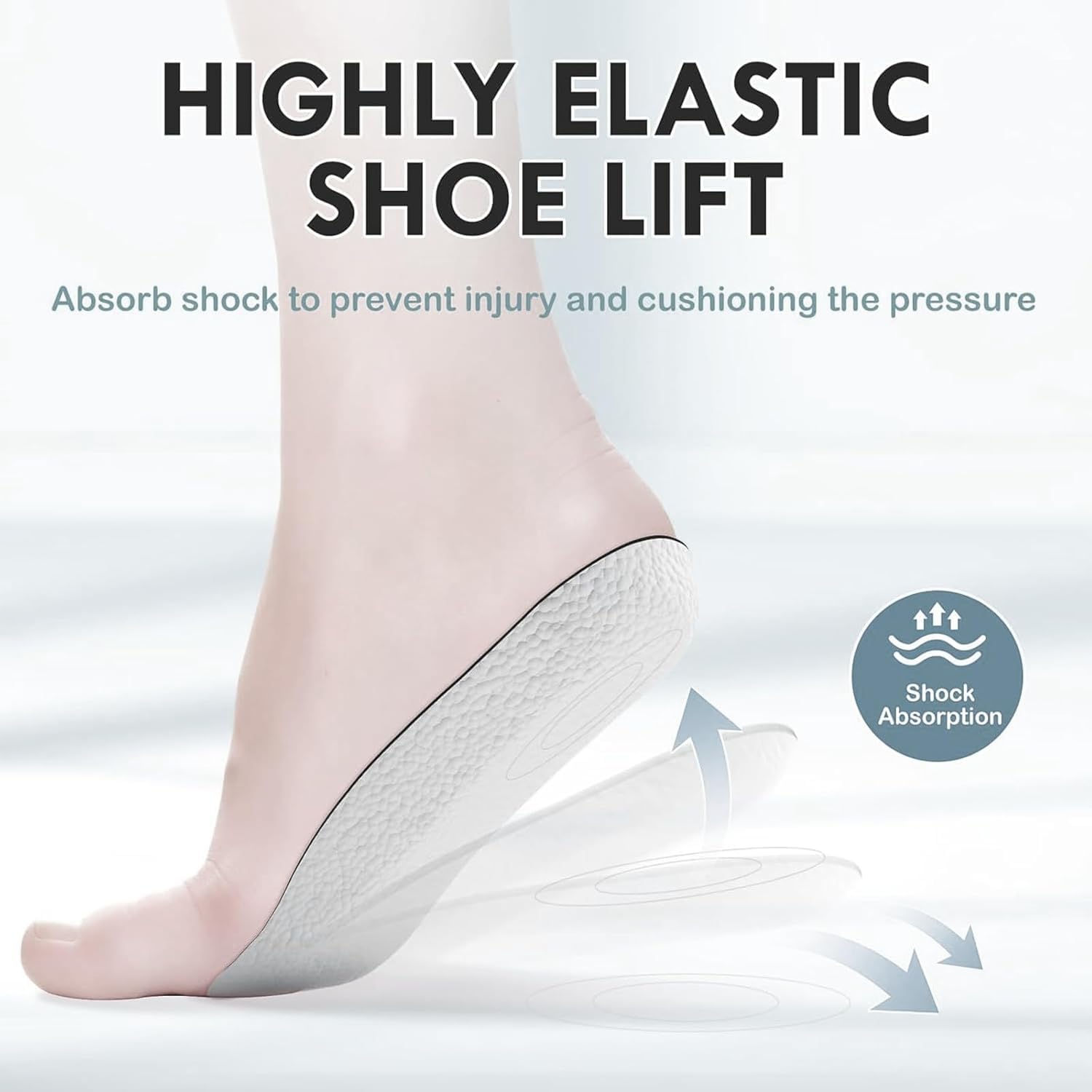 Height Increase Insoles – 1 Pair Orthopedic Heel Lift Inserts for Men & Women (Grey)