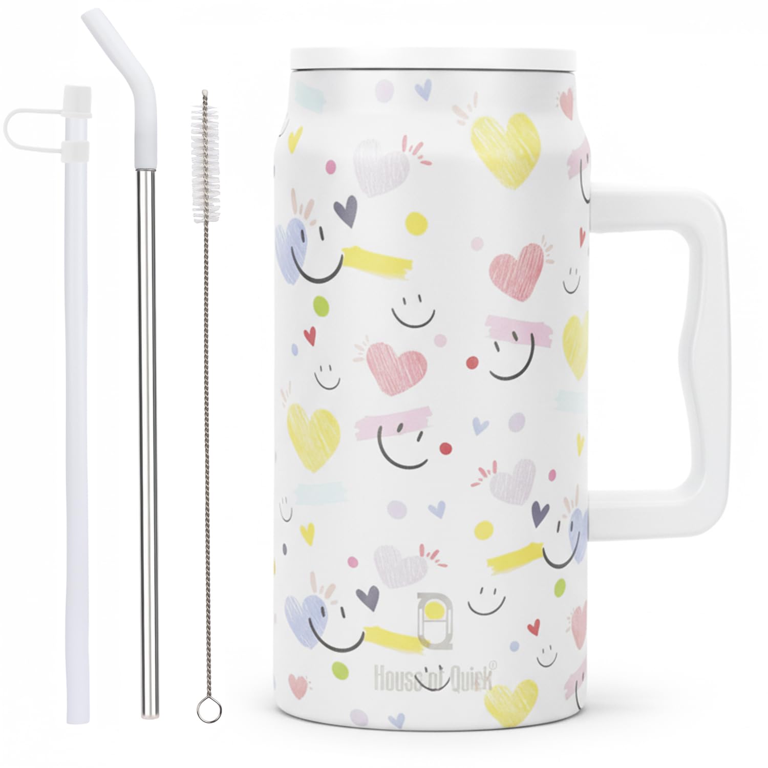 1500ML Mug Tumbler with Handle and Straw Lid (Printed)