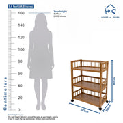 Bamboo Kitchen Cart with Wheels & Pull-Out Drawer - Brown