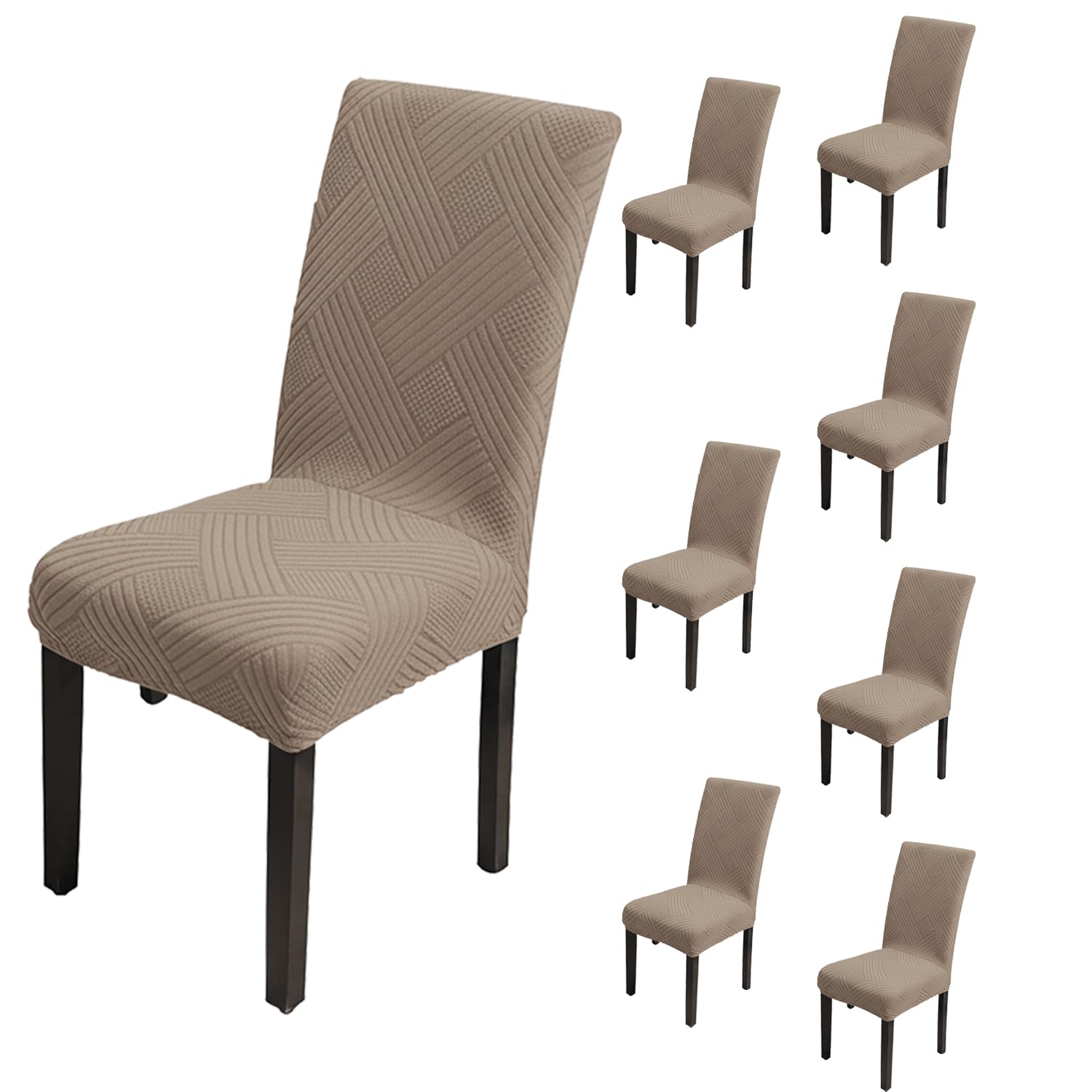 Universal Fit Elegant Jacquard Chair Cover – 220 GSM Stretch Fabric (Khaki)