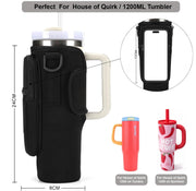 Water Bottle Carrier Bag with Phone Pocket with Adjustable Strap (Tumbler Not Included)