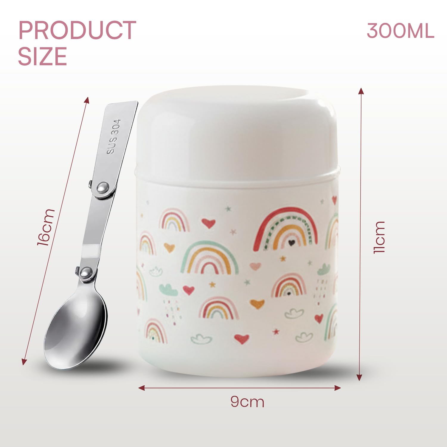 304 Stainless Steel Baby Feeding Bowl with Spoon 300ml