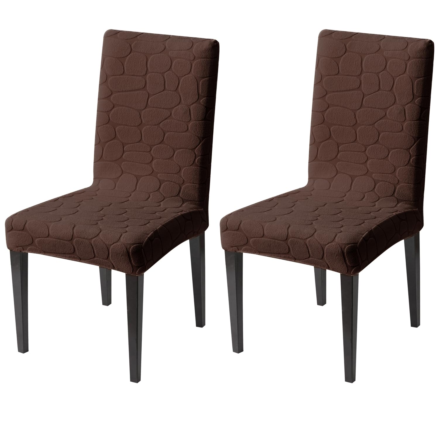 Premium Stretch Dining Chair Covers – 220 GSM Thick Jacquard Fabric- Brown