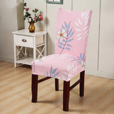 Elastic Chair Cover (Pink Leaves Flower)