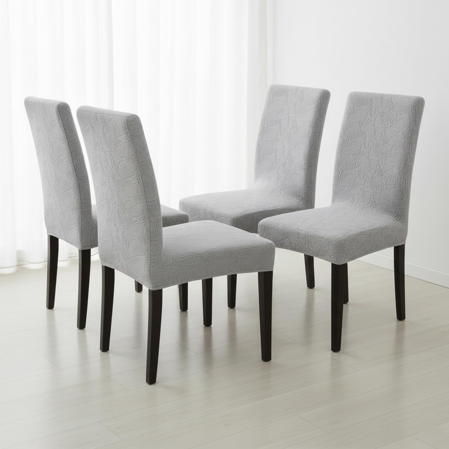 Stretchable Jacquard Dining Chair Cover – Universal Fit, 220 GSM-Grey