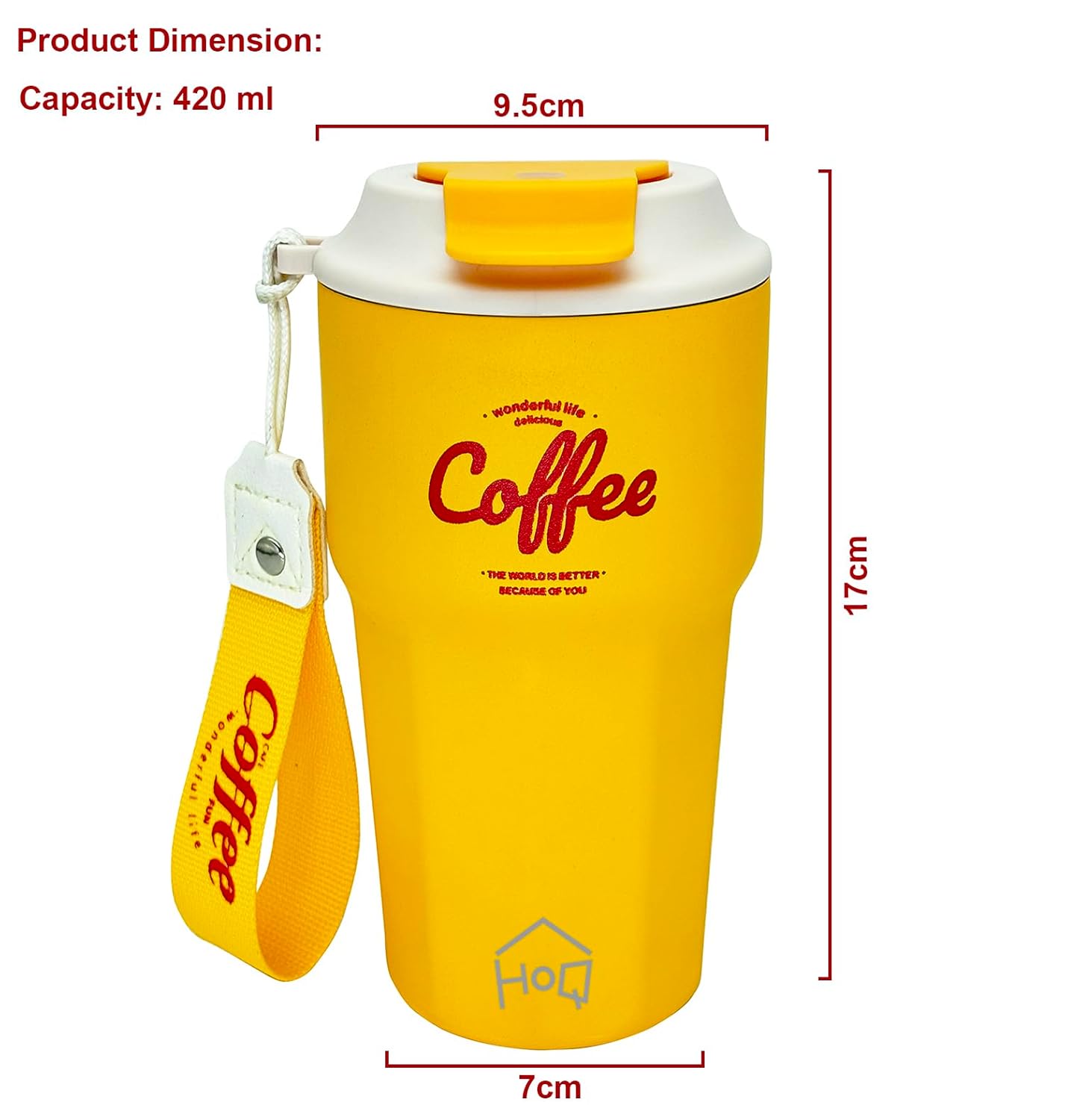 Stainless Steel Coffee Mug, 420 ML Spill Proof Travel Mug with Lid Tumbler