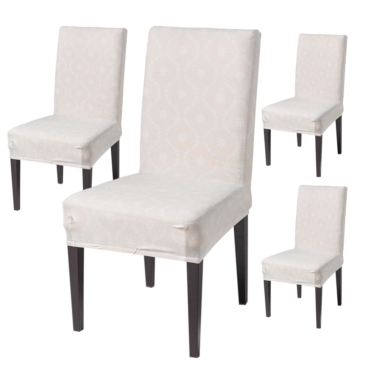 Elastic Chair Cover Stretch Removable Washable (Beige Blossom)