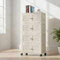 Rattan Design Foldable Storage Box with Wheels (White)