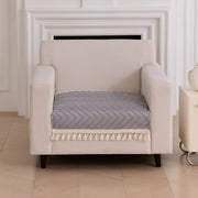 Zenith Luxury Chenille Sofa Mat - Grey Chenille Fabric 1 Pc