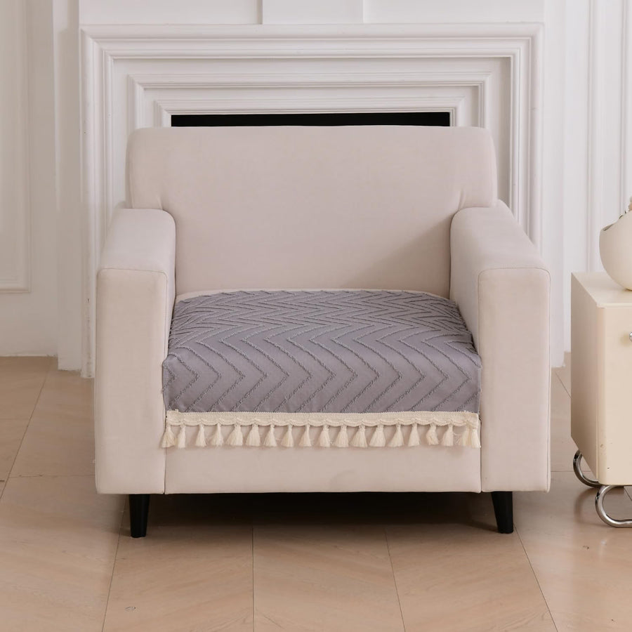 Zenith Luxury Chenille Sofa Mat - Grey Chenille Fabric 1 Pc