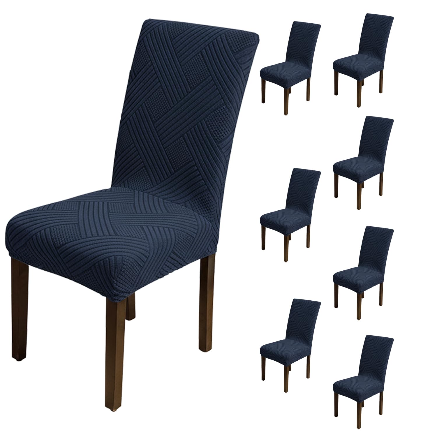 Elegant Jacquard Chair Cover – 220 GSM Stretch Fabric (NavyBlue)
