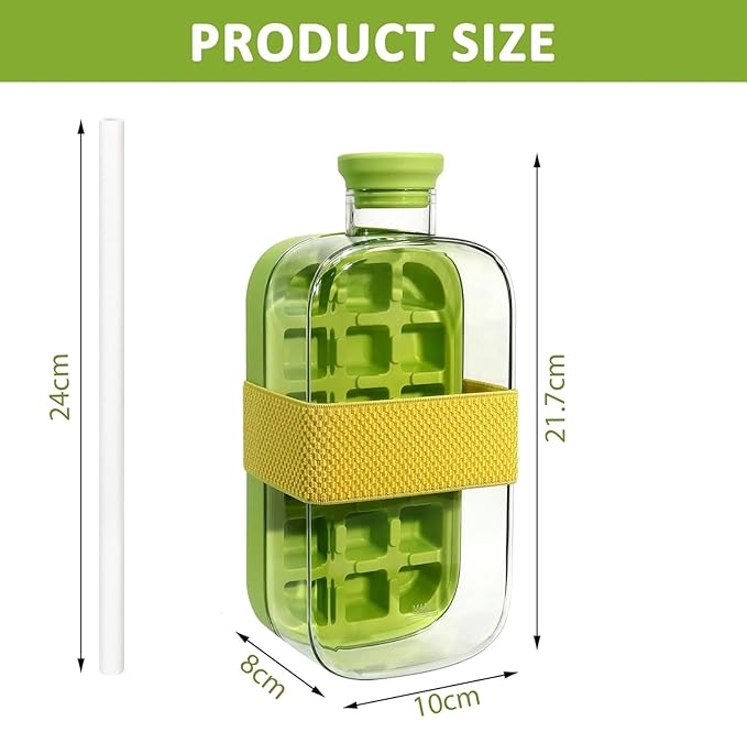 2-in-1 Ice Cube Bottle with Tray – Ice Maker & Water Bottle with Lid (800ml)