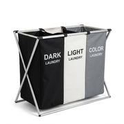 3 Section Laundry Basket with Oxford Bags - Multicolor