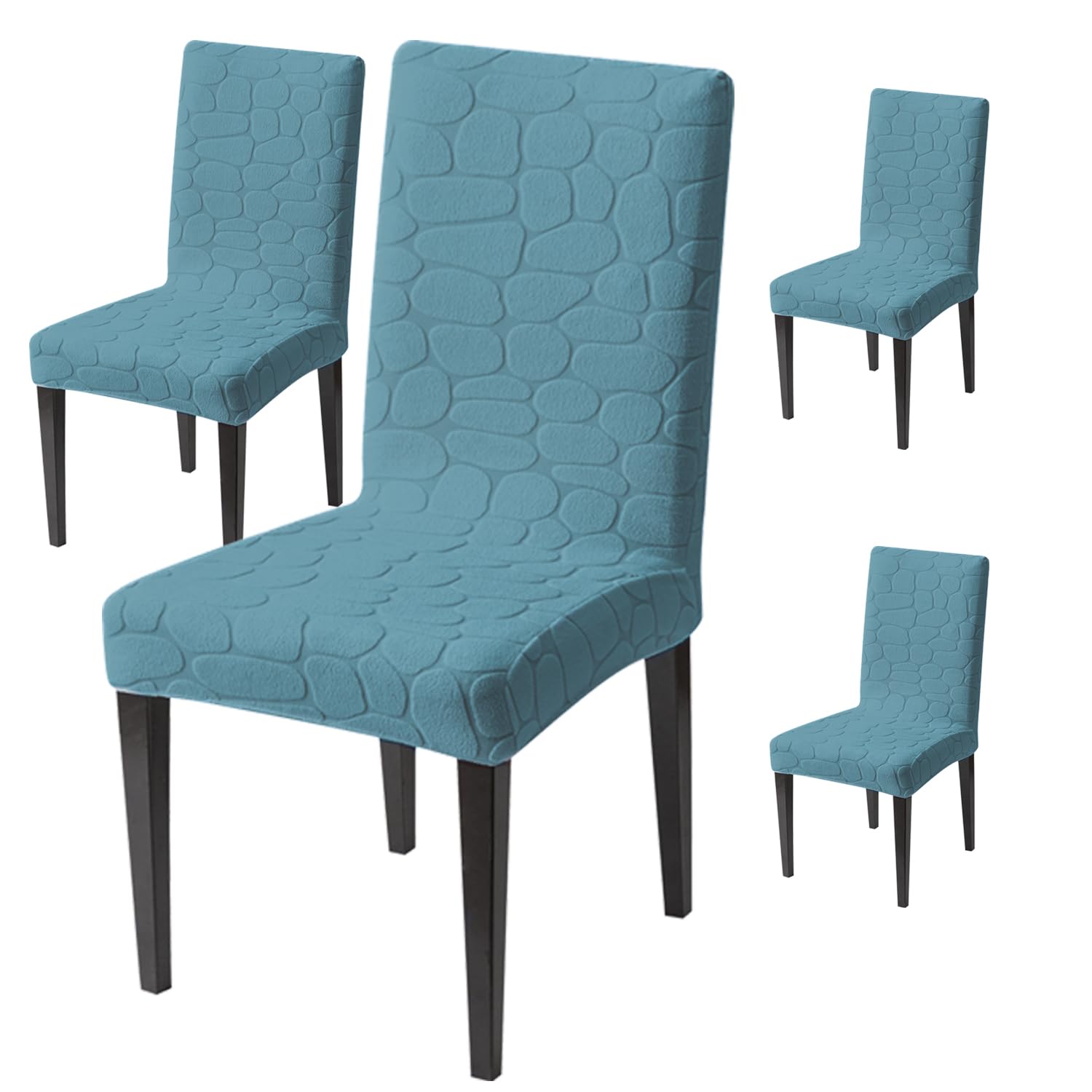 Premium Stretch Dining Chair Covers – 220 GSM Thick Jacquard Fabric- Light Blue