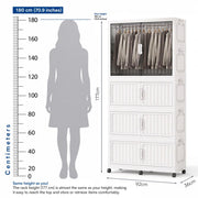 Folding Plastic Wardrobe with Wheels - White (No Installation Required)