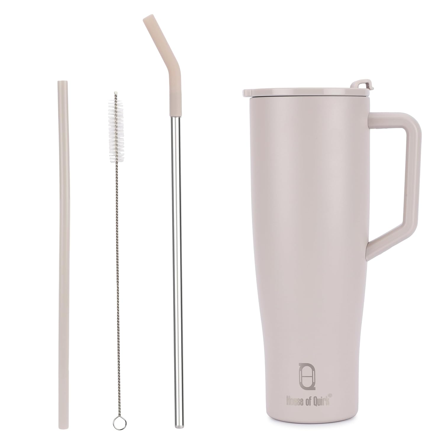 1200ML Custom Name Tumbler with Handle & 2 Straw Flip Lid (Non-Returnable & Non-Replaceable)
