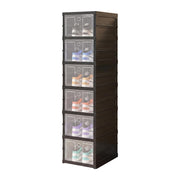6-Layer Foldable & Stackable Shoe Cabinet with Transparent Front Door (Transparent)