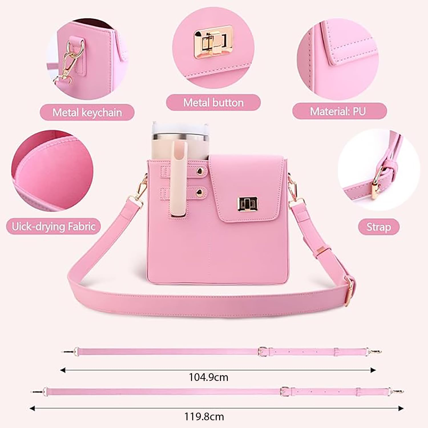 Crossbody Tumbler Holder with Purse Compartment