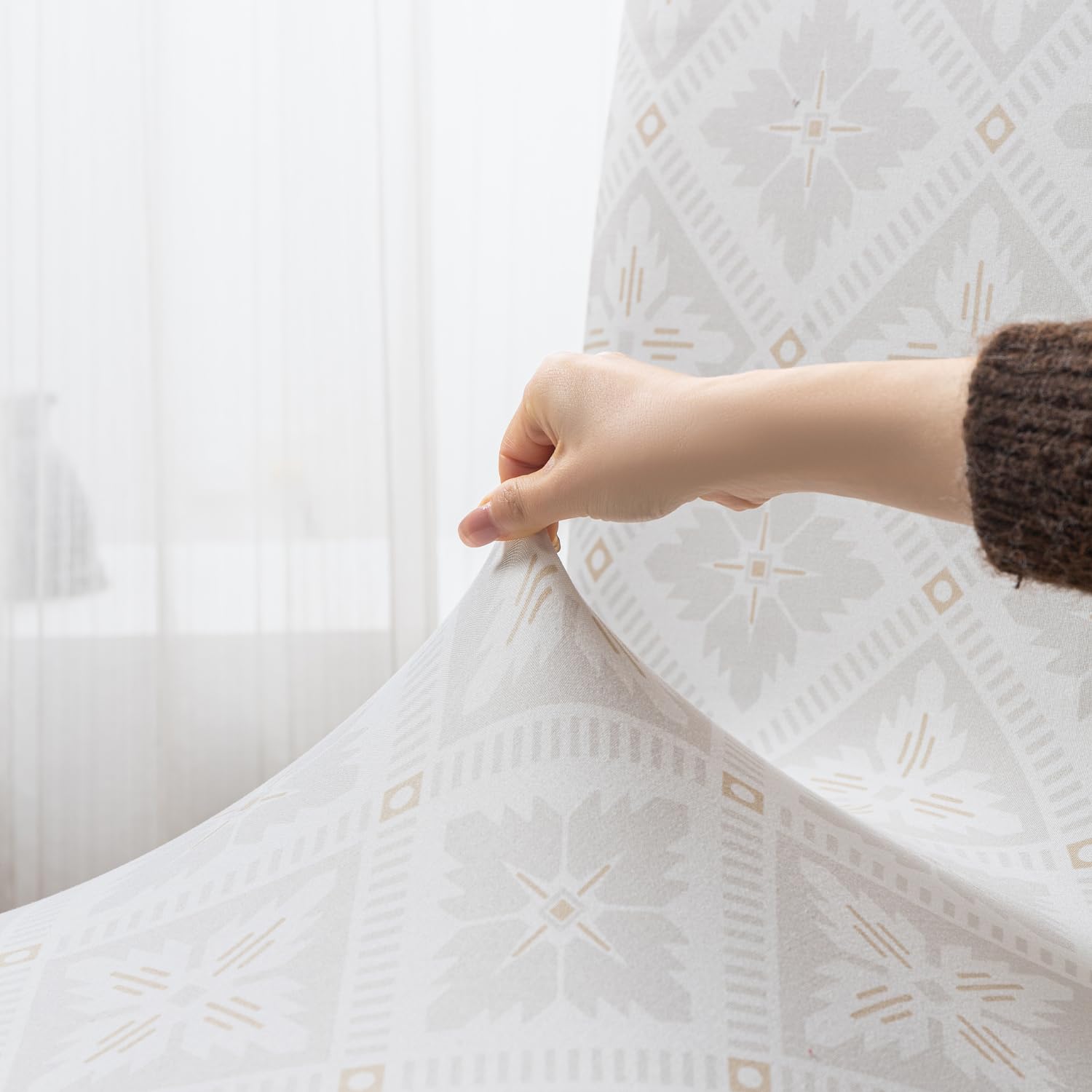 Elastic Chair Cover Stretch Removable Washable  (Desert Ikat)